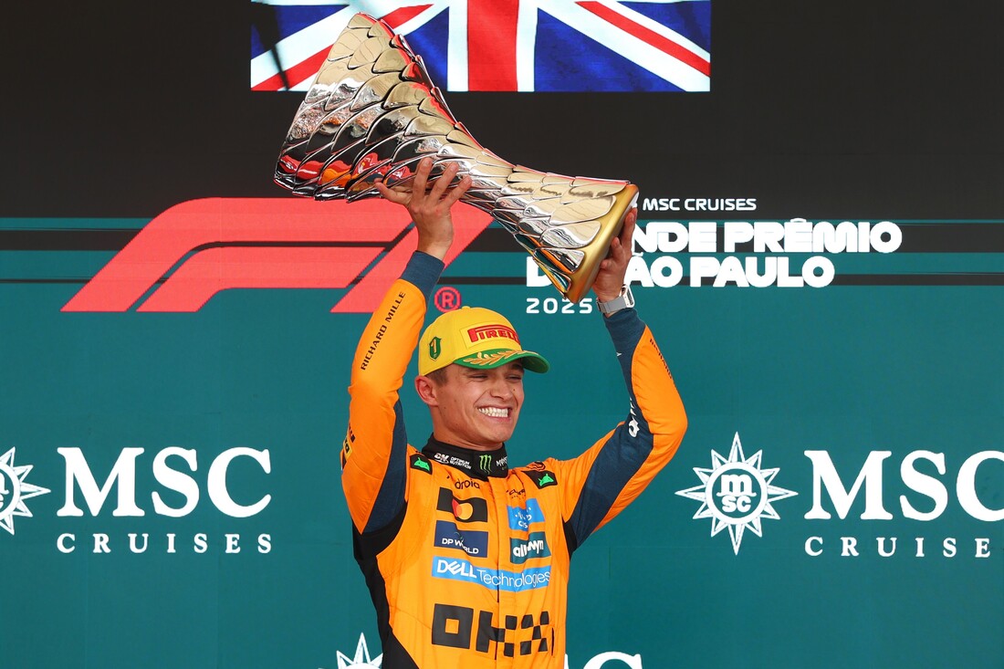 Lando Norris aumenta su ventaja en la cima del campeonato tras ganar en Brasil